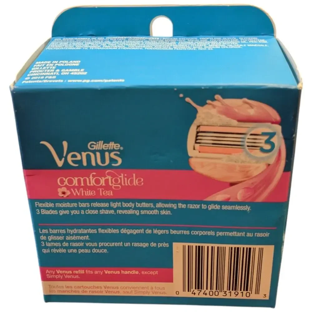 Gillette Venus White Tea 6 Cartridges Razor 3 Blades Value Pack Pink